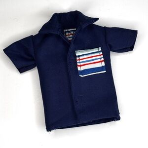 Navy Blue doll shirt with striped pocket